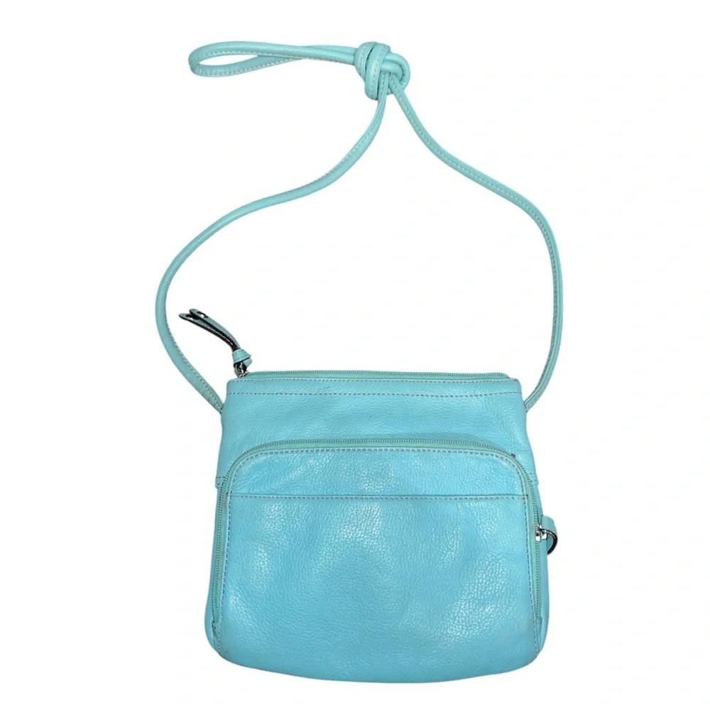 Tignanello Pebble Leather Teal Crossbody Bag Like New - Picture 2 of 4